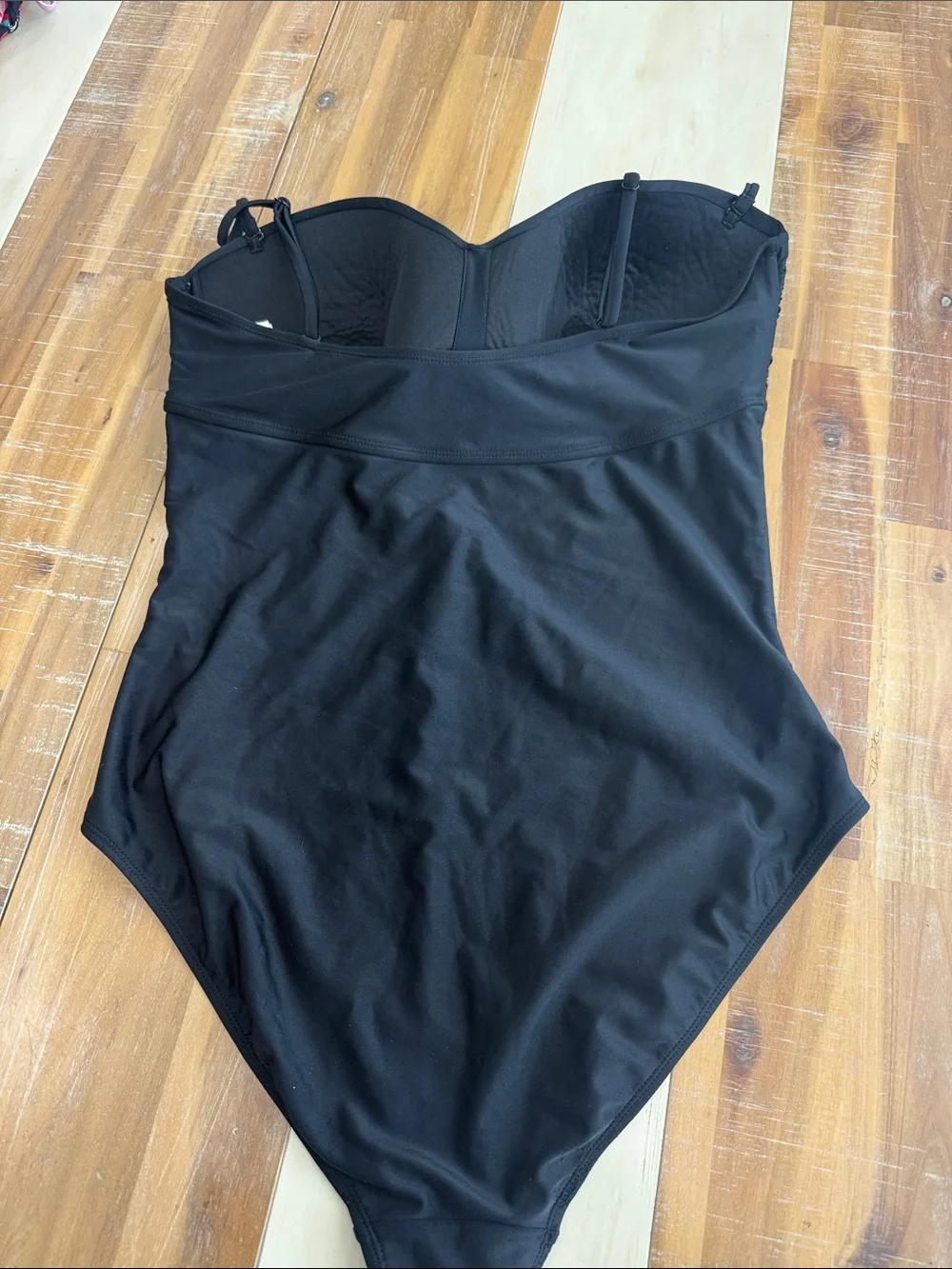Old Navy Black Ruched Bust One-Piece with Adjustable Straps